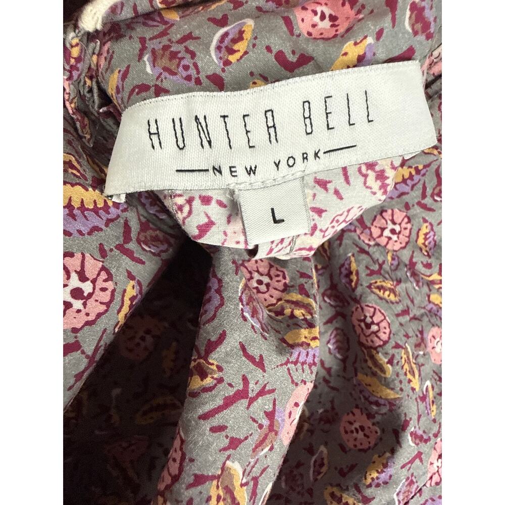 Hunter Bell Molly Blouse Puff Sleeve Printed Poplin Cotton Size Large - Picture 8 of 10